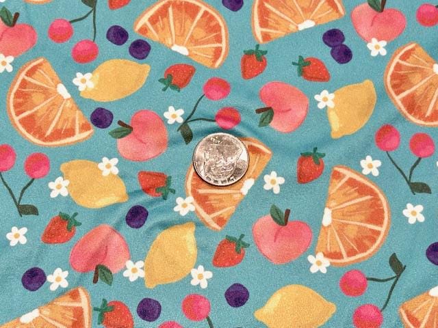 Swimwear Fabric Brittany Frost Designs Fruits Activewear Print #1028 Polyester Spandex Stretch By The Yard