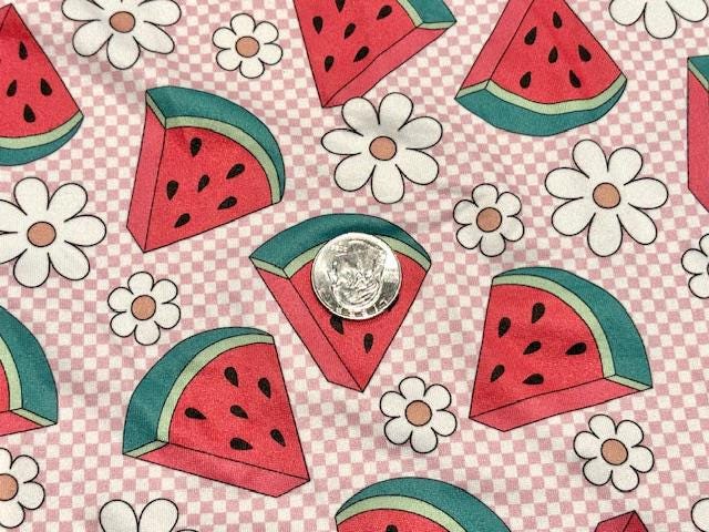 Swimwear Fabric Watermelon Floral Activewear Print #1044 Polyester Spandex Stretch By The Yard