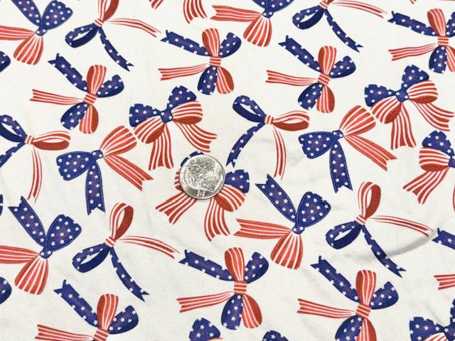 Swimwear Fabric USA Bows Activewear Print #1046 Polyester Spandex Stretch By The Yard