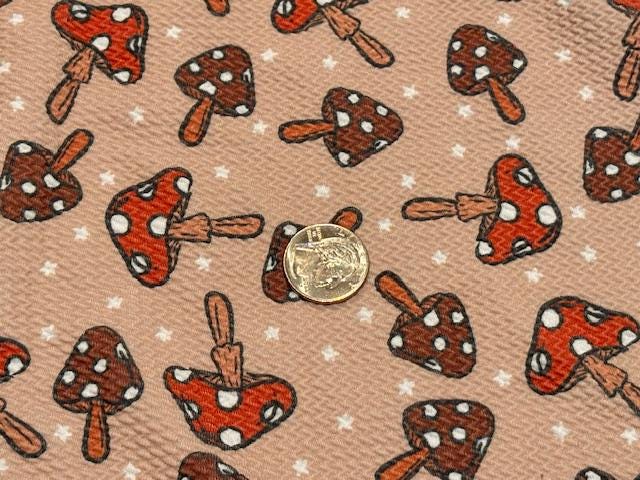 Brittany Frost Designs Mushroom Bullet Print #1020 Ribbed Scuba Double Knit Stretch Poly Spandex Apparel Craft Fabric 58"-60" Wide BTY