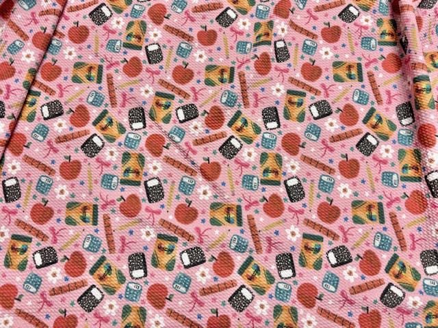 Brittany Frost Designs Back to School Bullet Print #1068 Ribbed Scuba Double Knit Stretch Poly Spandex Apparel Craft Fabric 58"-60" Wide BTY