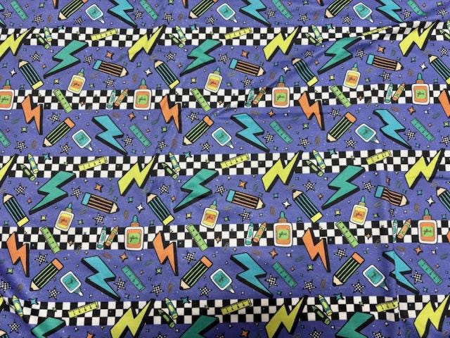 90's Back to School DBP Print #1061 Double Brushed Polyester Spandex Apparel Stretch Fabric 190 GSM 58"-60" Wide By The Yard