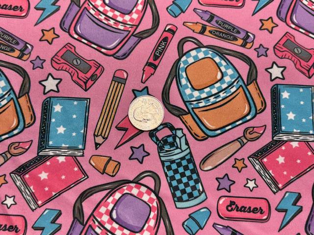Swimwear Fabric 90's Back To School Activewear Print #1067 Polyester Spandex Stretch By The Yard