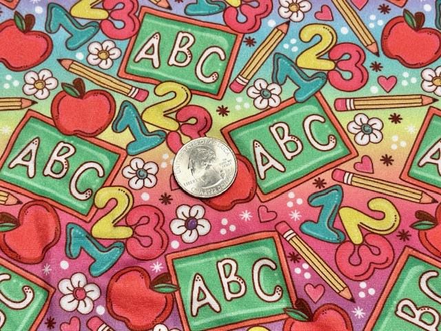 ABC Back to School DBP Print #1059 Double Brushed Polyester Spandex Apparel Stretch Fabric 190 GSM 58"-60" Wide By The Yard