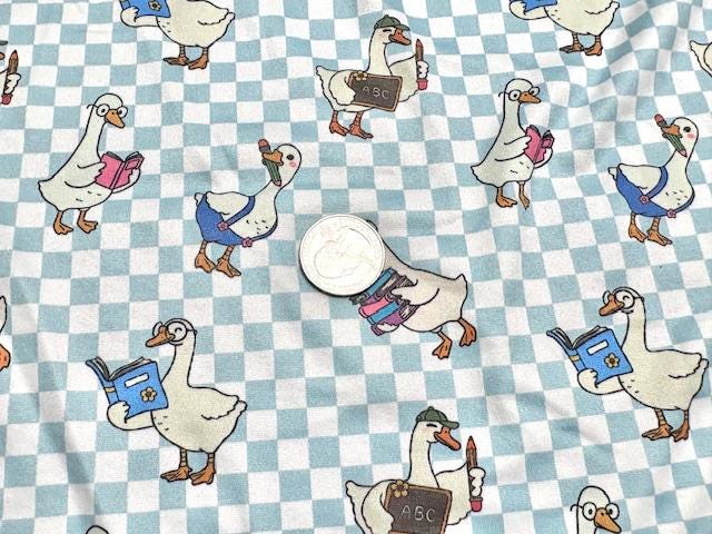 Swimwear Fabric Checkerboard Ducks Activewear Print #1066 Polyester Spandex Stretch By The Yard