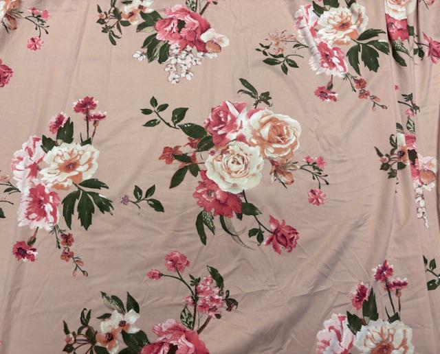 Classic Floral DBP Print #1081 Double Brushed Polyester Spandex Apparel Stretch Fabric 190 GSM 58"-60" Wide By The Yard
