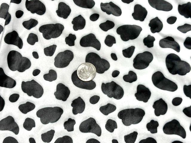 Velvet Cow Spot Print #15 Stretch Velour Polyester Spandex 240 GSM Luxury Apparel Fabric 58"-60" Wide By The Yard