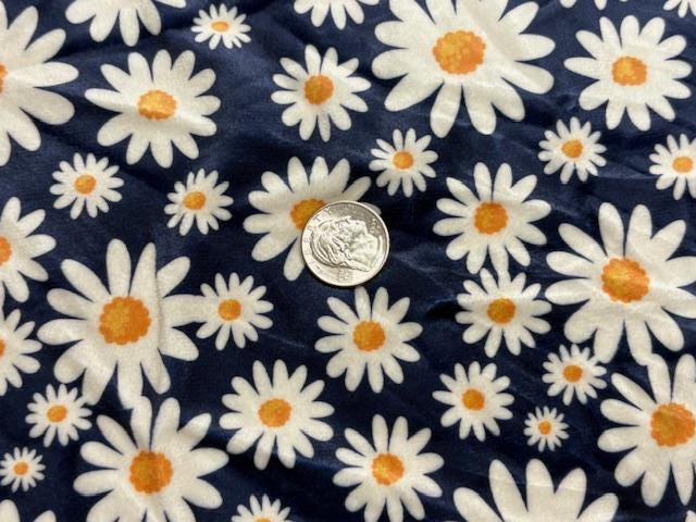 Velvet Daisy Floral Print #26 Stretch Velour Polyester Spandex 240 GSM Luxury Apparel Fabric 58"-60" Wide By The Yard