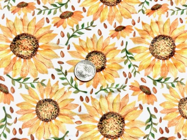 Velvet Sunflower Print #29 Stretch Velour Polyester Spandex 240 GSM Luxury Apparel Fabric 58"-60" Wide By The Yard