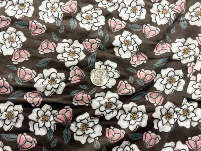 Velvet Floral Print #33 Stretch Velour Polyester Spandex 240 GSM Luxury Apparel Fabric 58"-60" Wide By The Yard