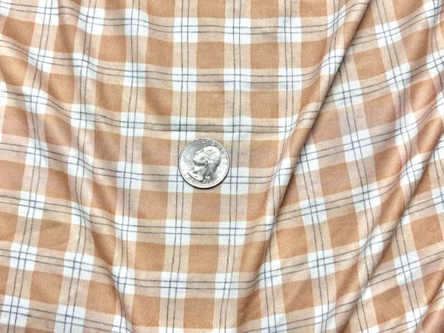Brown Plaid DBP Print #2018 Double Brushed Polyester Spandex Apparel Stretch Fabric 190 GSM 58"-60" Wide By The Yard