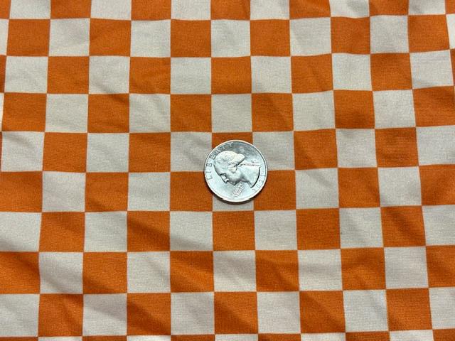 Checkerboard Beige Orange DBP Print #2024 Double Brushed Polyester Spandex Apparel Stretch Fabric 190 GSM 58"-60" Wide By The Yard