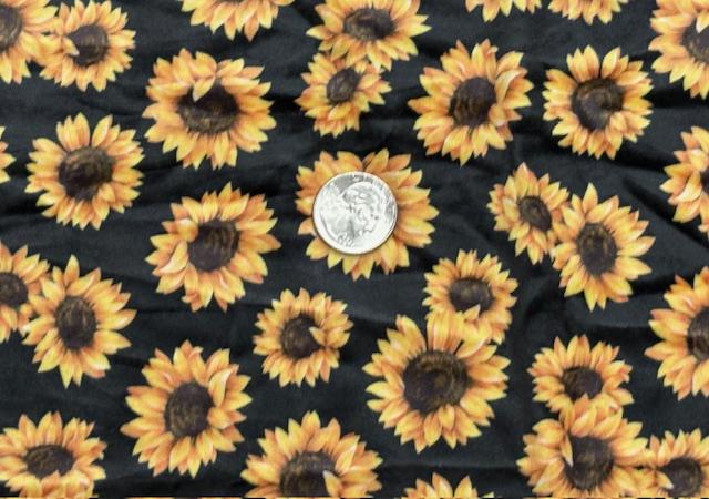 Velvet Sunflower Print #32 Stretch Velour Polyester Spandex 240 GSM Luxury Apparel Fabric 58"-60" Wide By The Yard