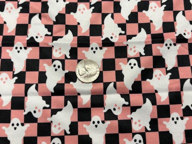 Checkerboard Ghosts DBP Print #1096 Double Brushed Polyester Spandex Apparel Stretch Fabric 190 GSM 58"-60" Wide By The Yard