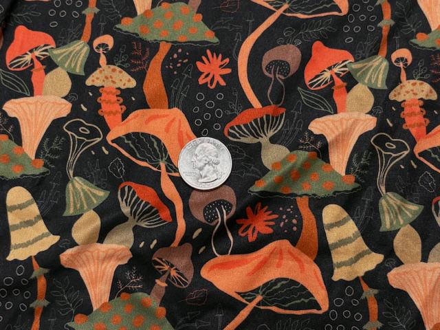Mushrooms DBP Print #2003 Double Brushed Polyester Spandex Apparel Stretch Fabric 190 GSM 58"-60" Wide By The Yard