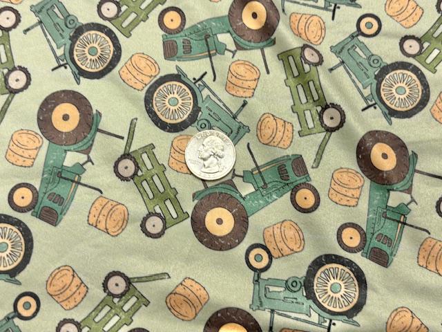 Brittany Frost Designs Tractor DBP Print #2040 Double Brushed Polyester Spandex Apparel Stretch Fabric 190 GSM 58"-60" Wide By The Yard