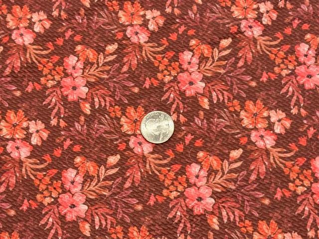 Fall Floral Bullet Print #2022 Ribbed Scuba Techno Double Knit 2-Way Stretch Poly Spandex Apparel Craft Fabric 58"-60" Wide BTY
