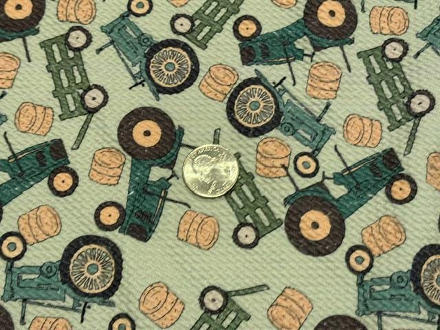 Brittany Frost Designs Tractor Bullet Print #2039 Ribbed Scuba Double Knit Stretch Poly Spandex Apparel Craft Fabric 58"-60" Wide BTY