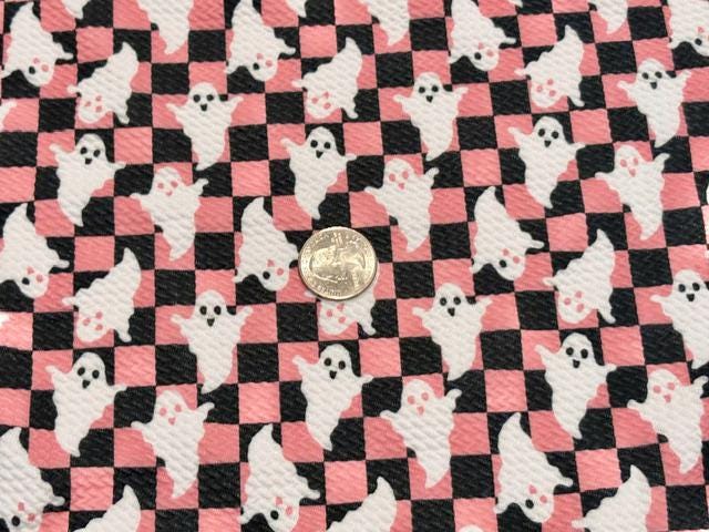 Checkerboard Ghosts Bullet Print #1096 Ribbed Scuba Techno Double Knit 2-Way Stretch Poly Spandex Apparel Craft Fabric 58"-60" Wide BTY