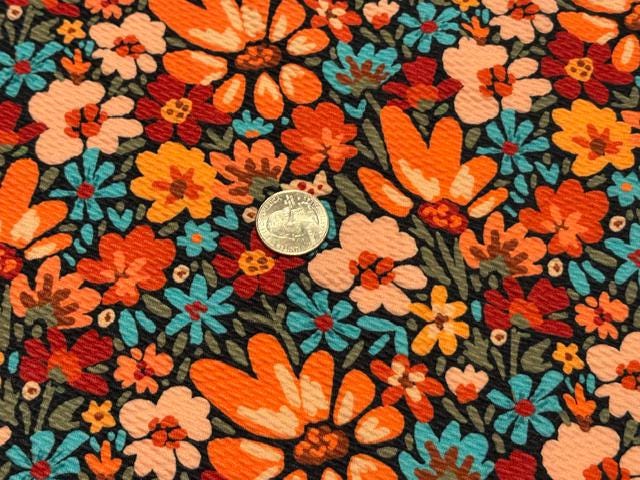 Fall Floral Bullet Print #2004 Ribbed Scuba Techno Double Knit 2-Way Stretch Poly Spandex Apparel Craft Fabric 58"-60" Wide BTY