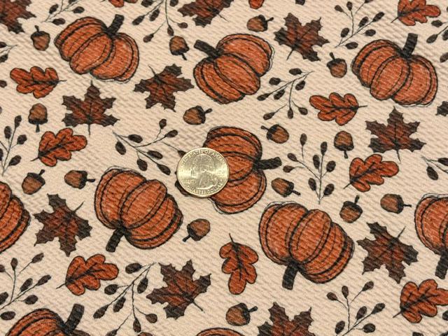 Brittany Frost Designs Pumpkin Fall Bullet Print #2040 Ribbed Scuba Double Knit Stretch Poly Spandex Apparel Craft Fabric 58"-60" Wide BTY