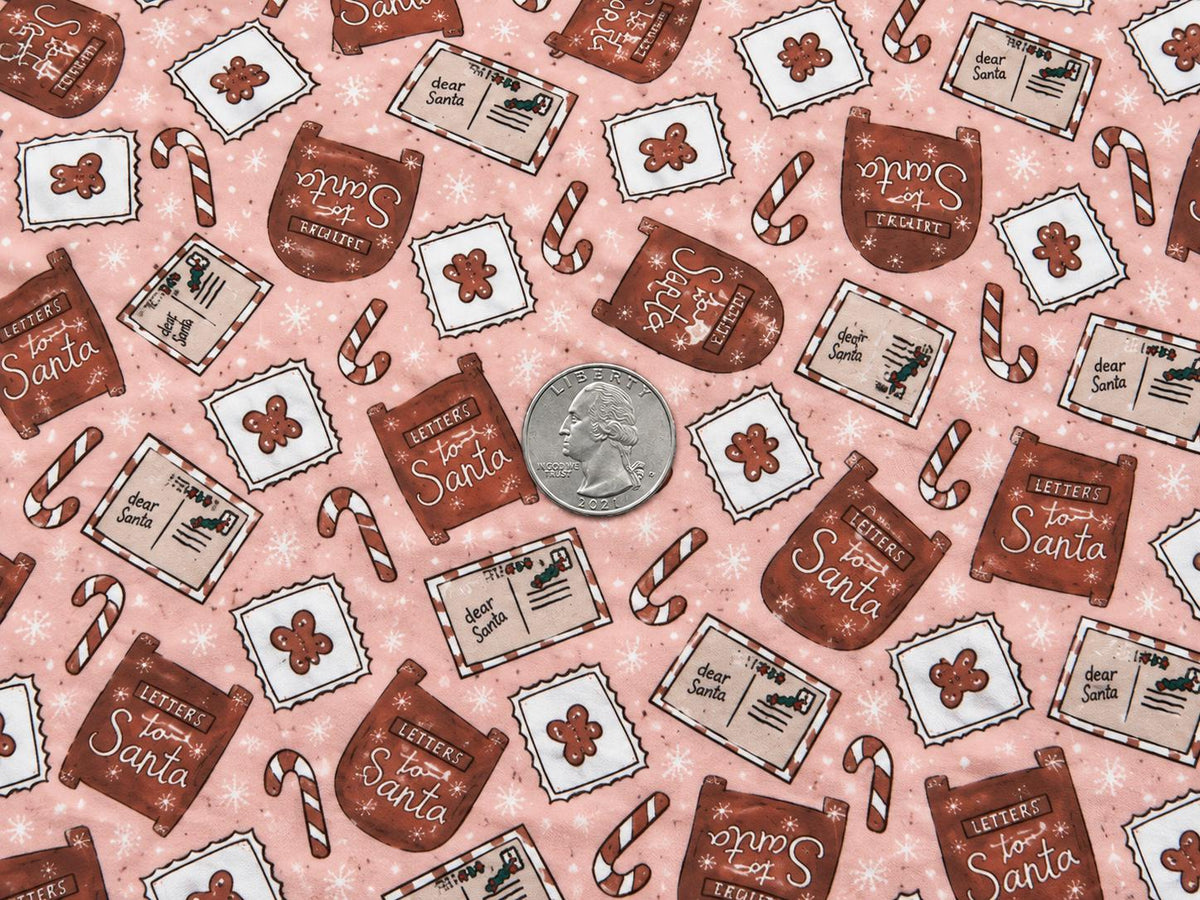 Brittany Frost Designs Santas Letters Super Scuba Techno Print #2058 Double Knit Stretch Fabric Poly Spandex Fabric 58"-60" Wide By The Yard