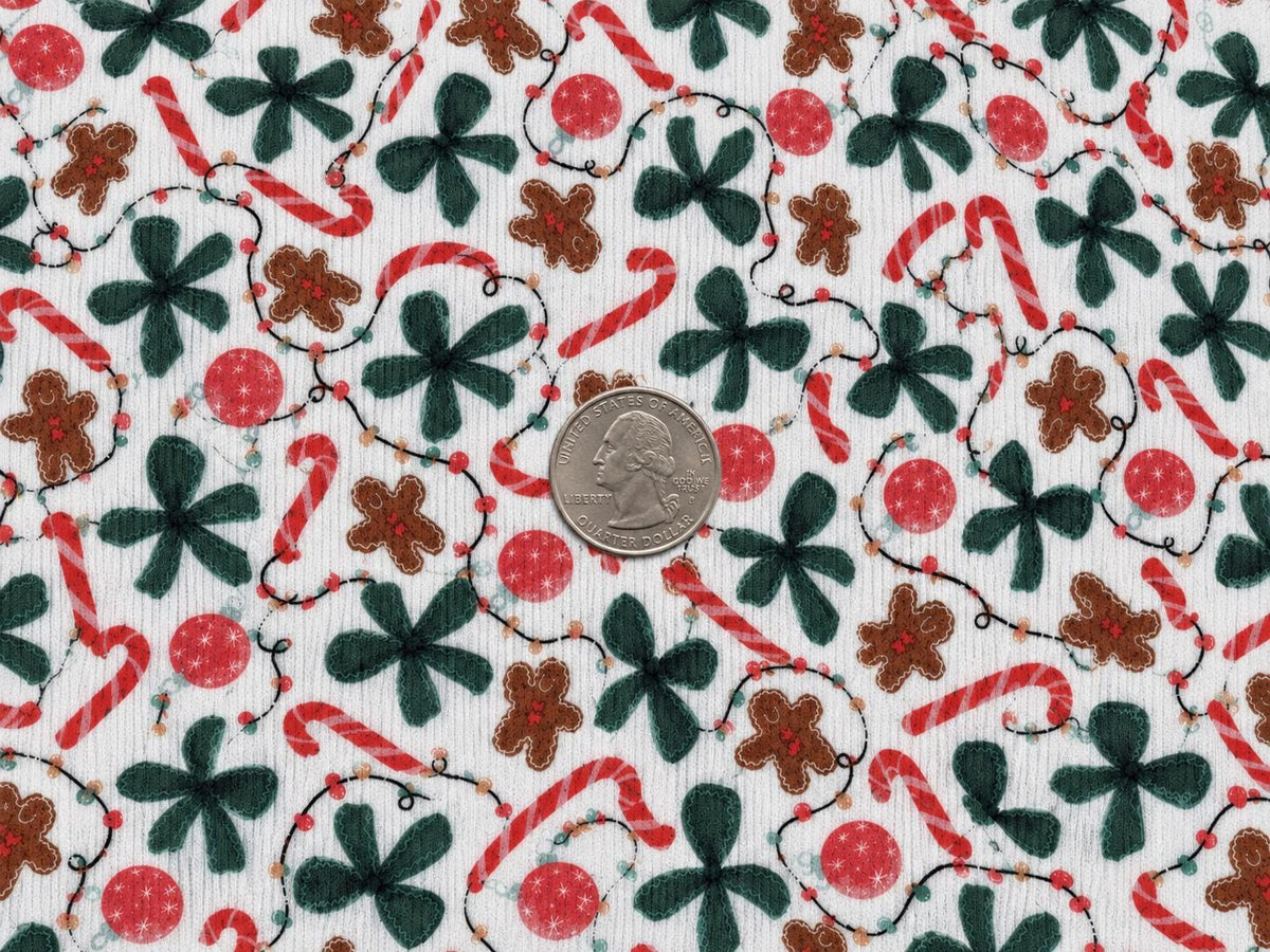 4x2 Rib Knit Brittany Frost Designs Christmas DBP Print #2059 Spandex Stretch 190GSM Fabric 58"-60" Wide By The Yard
