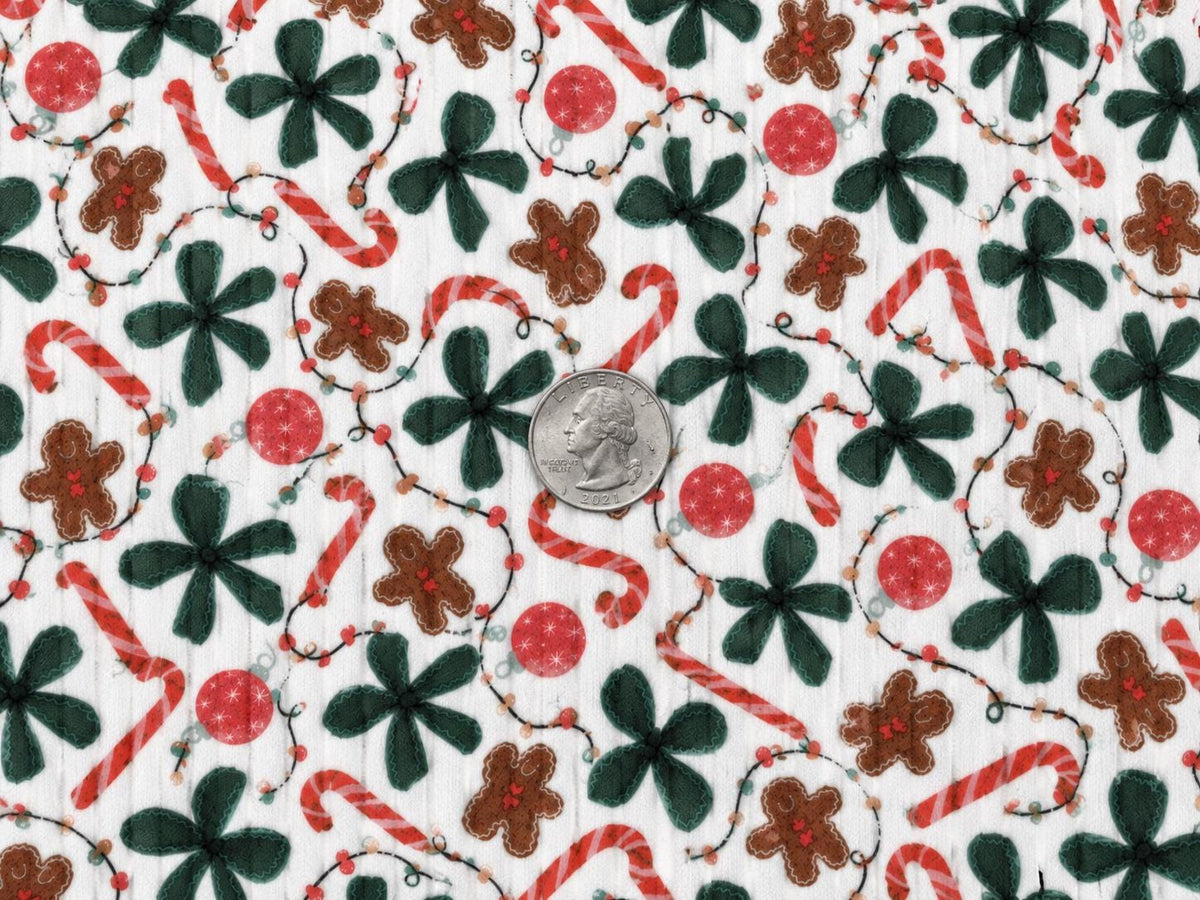 8x3 Rib Brittany Frost Designs Christmas DBP Knit Print #2059 Poly Spandex Stretch 190GSM Apparel Fabric 58"-60" Wide By The Yard