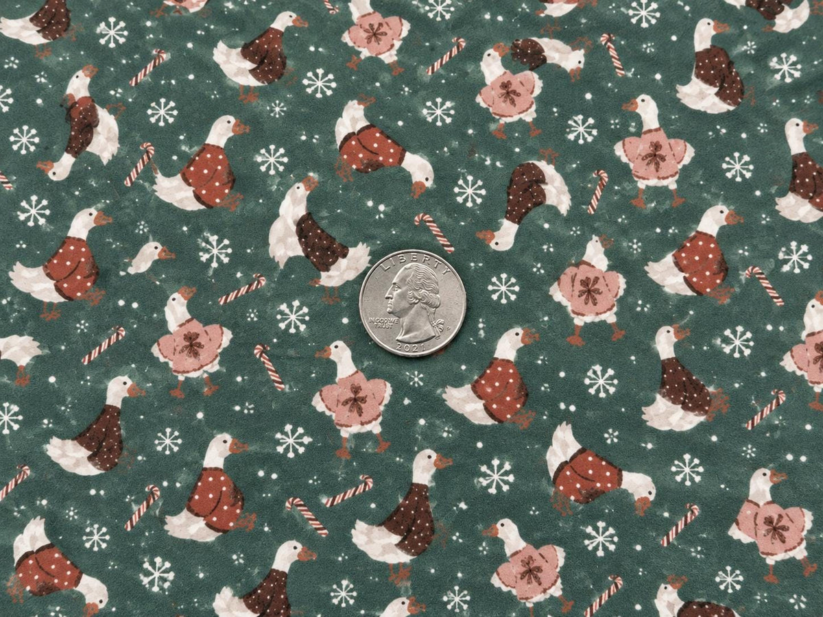Brittany Frost Designs Xmas Geese Super Scuba Techno Print #2054 Double Knit Stretch Fabric Poly Spandex Fabric 58"-60" Wide By The Yard