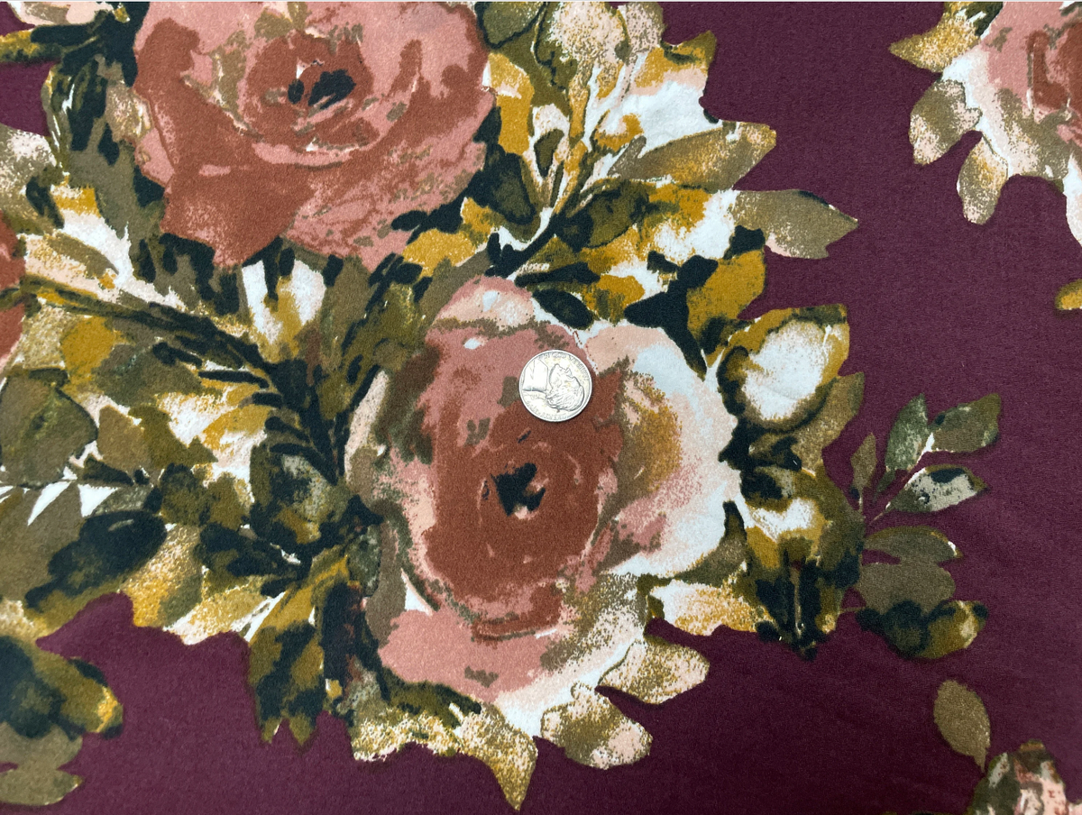 Classic Floral DBP Print #363 Double Brushed Polyester Spandex Apparel Stretch Fabric 190 GSM 58"-60" Wide By The Yard