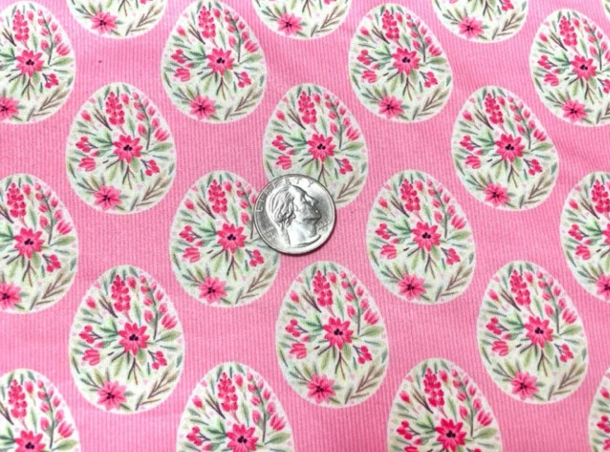 Boho Easter Egg Spring Pink DBP Print #744 Double Brushed Polyester Spandex Apparel Stretch Fabric 190 GSM 58"-60" Wide By The Yard