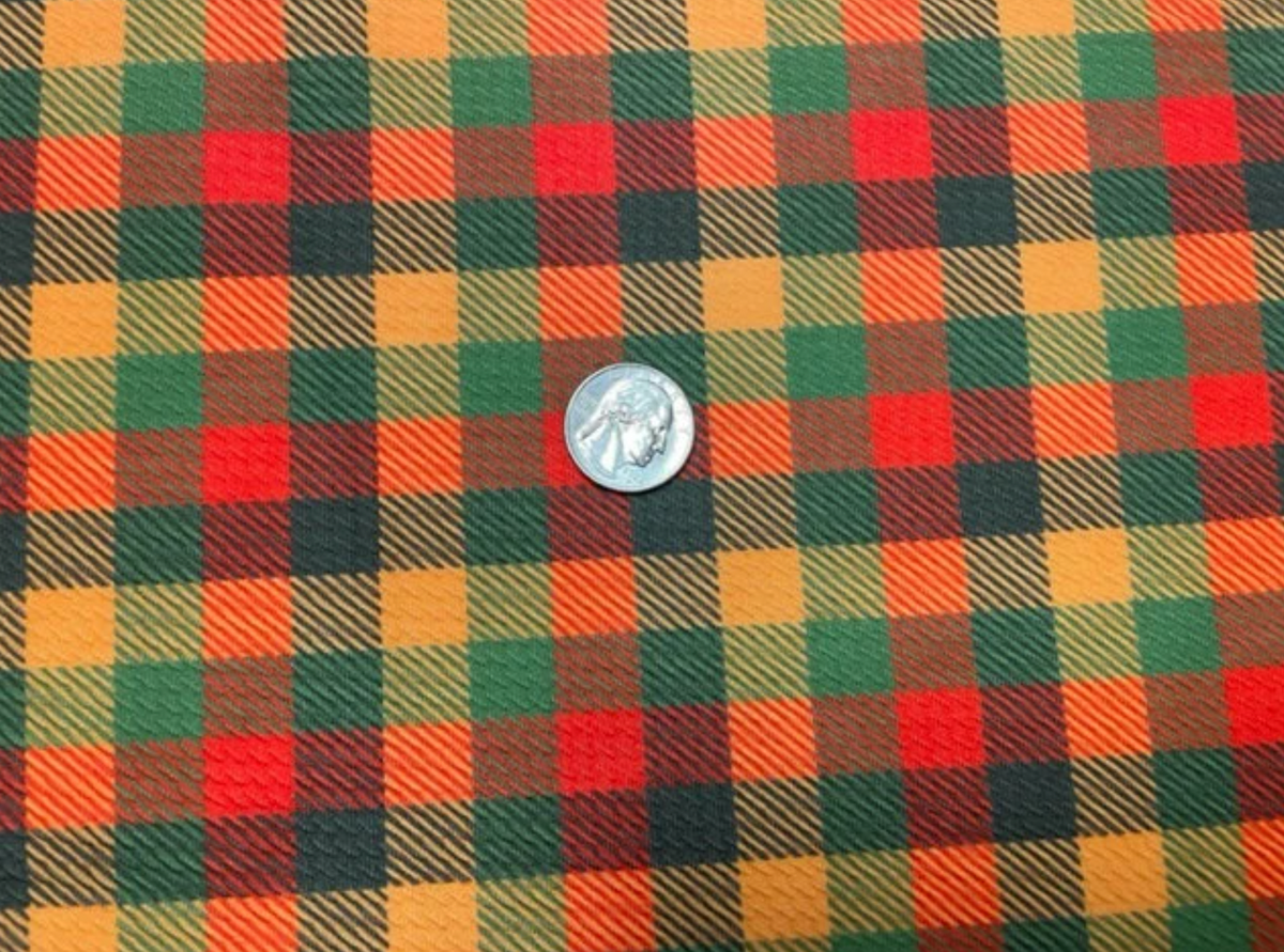 Fall Plaid Bullet Print #574 Ribbed Scuba Techno Double Knit 2-Way Stretch Poly Spandex Apparel Craft Fabric 58"-60" Wide BTY