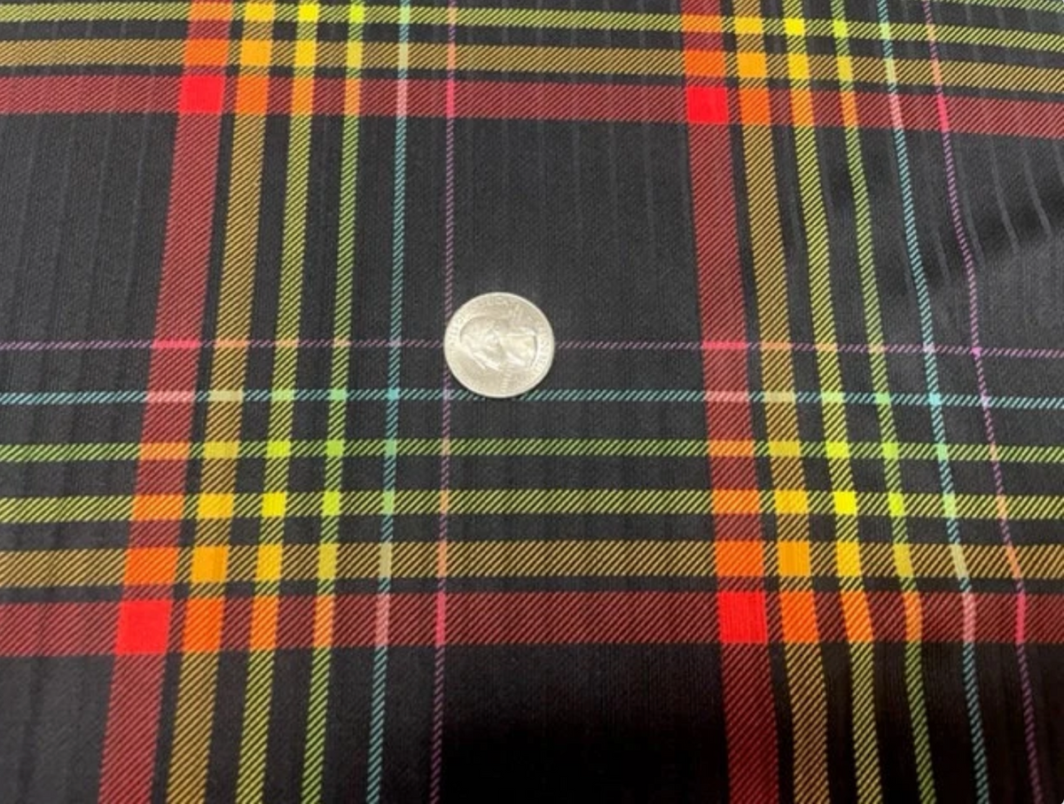 8x3 Rib Rainbow Plaid DBP Knit Print #308 Double Brushed Poly Spandex Stretch 190GSM Apparel Fabric 58"-60" Wide By The Yard