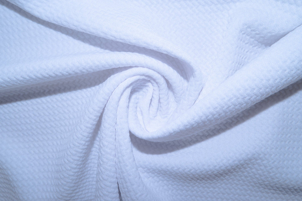White #38 Bullet Ribbed Scuba Techno Double Knit 2-Way Stretch Polyester Spandex Apparel Craft Fabric 58"-60" Wide By The Yard