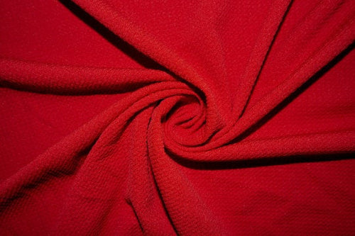 Red #142 Bullet Ribbed Scuba Techno Double Knit 2-Way Stretch Polyester Spandex Apparel Craft Fabric 58"-60" Wide By The Yard