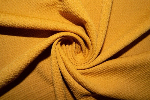 Mustard #39 Bullet Ribbed Scuba Techno Double Knit 2-Way Stretch Polyester Spandex Apparel Craft Fabric 58"-60" Wide By The Yard
