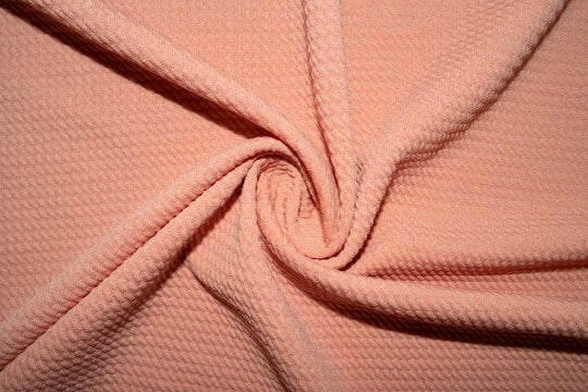 Melon #25 Bullet Ribbed Scuba Techno Double Knit 2-Way Stretch Polyester Spandex Apparel Craft Fabric 58"-60" Wide By The Yard