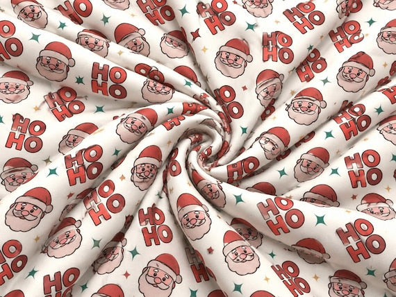 Ho Ho Ho Super Scuba Techno Print #2068 Double Knit Stretch Fabric Poly Spandex Fabric 58"-60" Wide By The Yard