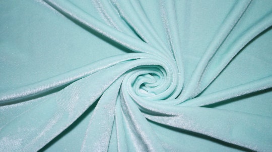 Mint #55 Stretch Velvet Polyester Spandex 250 GSM Luxury Apparel Fabric 55"-56" Wide By The Yard