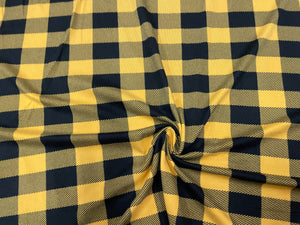 Buffalo Plaid Mustard Black DBP Print #232 Double Brushed Polyester Spandex Apparel Stretch Fabric 190 GSM 58"-60" Wide By The Yard