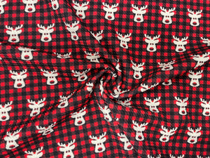 Buffalo Plaid Rudolph Bullet Print #449 Ribbed Scuba Techno Double Knit 2-Way Stretch Poly Spandex Apparel Craft Fabric 58"-60" Wide BTY