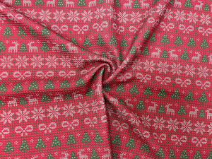 Ugly Christmas Sweater Bullet Print #460 Ribbed Scuba Techno Double Knit 2-Way Stretch Poly Spandex Apparel Craft Fabric 58"-60" Wide BTY