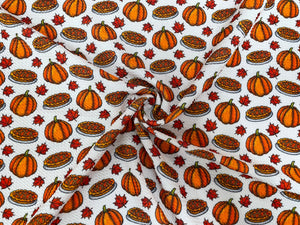 Pumpkin Pie Bullet Print #478 Ribbed Scuba Techno Double Knit 2-Way Stretch Poly Spandex Apparel Craft Fabric 58"-60" Wide BTY