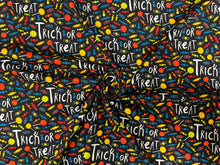 Load image into Gallery viewer, Trick or Treat Halloween Candy DBP Print #277 Double Brushed Polyester Spandex Apparel Stretch Fabric 190 GSM 58&quot;-60&quot; Wide By The Yard