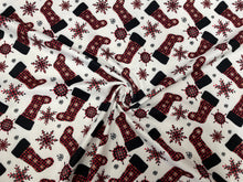 Load image into Gallery viewer, Stocking Buffalo Plaid Christmas DBP Print #279 Double Brushed Polyester Spandex Apparel Stretch Fabric 190 GSM 58&quot;-60&quot; Wide By The Yard