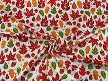 Load image into Gallery viewer, Fall Leaves Acorn DBP Print #281 Double Brushed Polyester Spandex Apparel Stretch Fabric 190 GSM 58&quot;-60&quot; Wide By The Yard