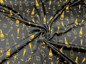 Champagne Gold Sparkle DBP Print #298 Double Brushed Polyester Spandex Apparel Stretch Fabric 190 GSM 58"-60" Wide By The Yard
