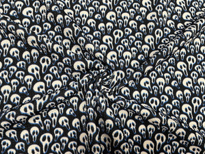 Spooky Scream Mask Bullet Print #410 Ribbed Scuba Techno Double Knit 2-Way Stretch Poly Spandex Apparel Craft Fabric 58"-60" Wide BTY