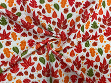 Load image into Gallery viewer, Acorn Leaves Fall Bullet Print #425 Ribbed Scuba Techno Double Knit 2-Way Stretch Poly Spandex Apparel Craft Fabric 58&quot;-60&quot; Wide BTY