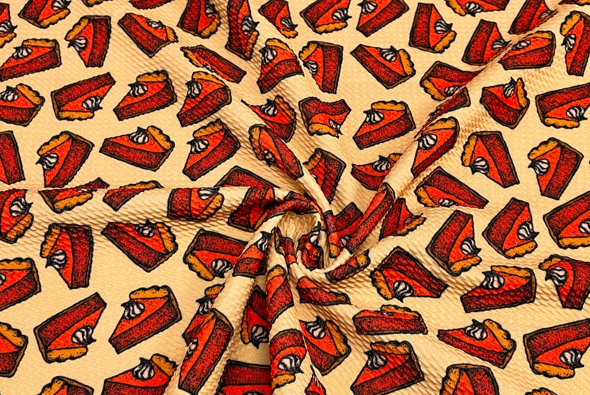 Pumpkin Pie Thanksgiving Bullet Print #439 Ribbed Scuba Techno Double Knit 2-Way Stretch Poly Spandex Apparel Craft Fabric 58"-60" Wide BTY